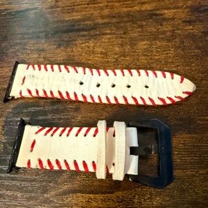 White and Red Leather Watch Strap 40mm